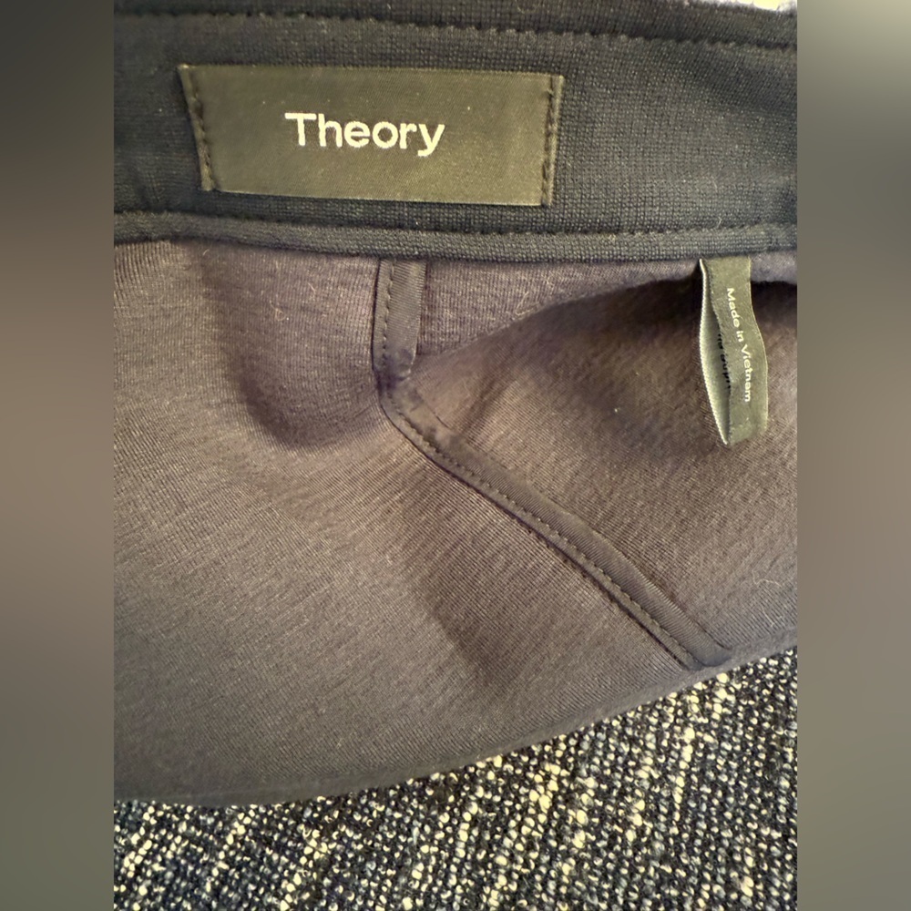 THEORY Bavewick Branson Moto Jacket Blue Tweed Raw Hem Size Medium - Picture 4 of 9